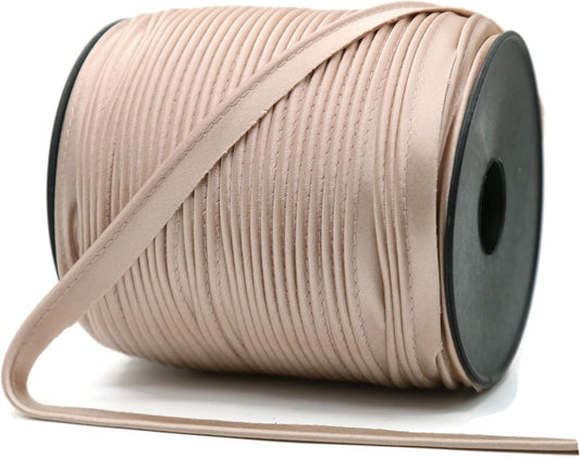 Luxury Satin Piping Trim - 109 Yards - 25+ Colors - Camel Color Satin Shiny Fold Piping Bias Tape Binding Lip Cord Welting Cord with Spool for Sewing Clothing Trimming Upholstery SP2669…