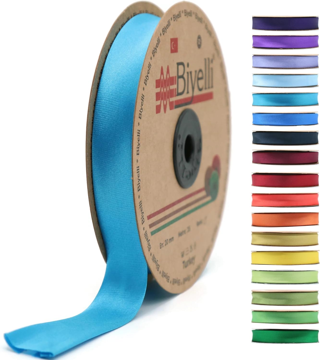 Fold Satin Bias Tape - 99+ Colors - 3/4 Inches Wide - 27 Yards - Fold Satin Binding Bias Ribbon Fabric Piping Bias Binding Tape for Sewing Clothing DIY Aquamarine BYS15