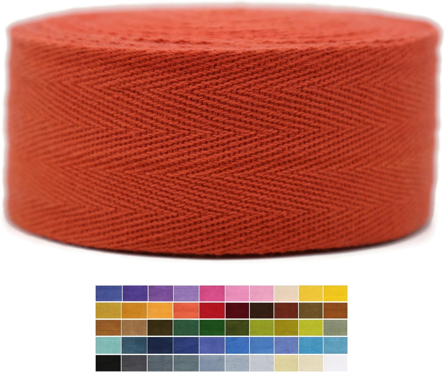 2" & 1.5" & 1.18'' & 1" Cotton Twill Tape - 10 Yards - 50+ Colors -%100 Natural Cotton 1 Inch 1.5 Inch 2 Inch Herringbone Bias Binding Cotton Tape Trim for Sewing Wrapping Craft DIY 10165 (Tangarine)…