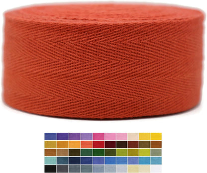 2" & 1.5" & 1.18'' & 1" Cotton Twill Tape - 10 Yards - 50+ Colors -%100 Natural Cotton 1 Inch 1.5 Inch 2 Inch Herringbone Bias Binding Cotton Tape Trim for Sewing Wrapping Craft DIY 10165 (Tangarine)…