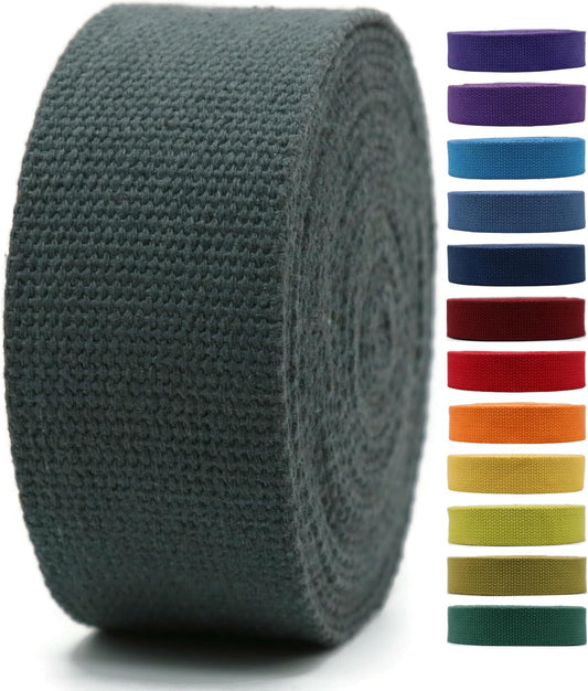 2" & 1.5'' & 1" Cotton Webbing - 5 Yards - 50+ Colors -%100 Natural Cotton - Turkish Woven - Heavy Duty 1 Inch 1.5 Inch 2 Inch Canvas Webbing for Sewing Straps Bags Climbing Indoors Craft DIY 11535…