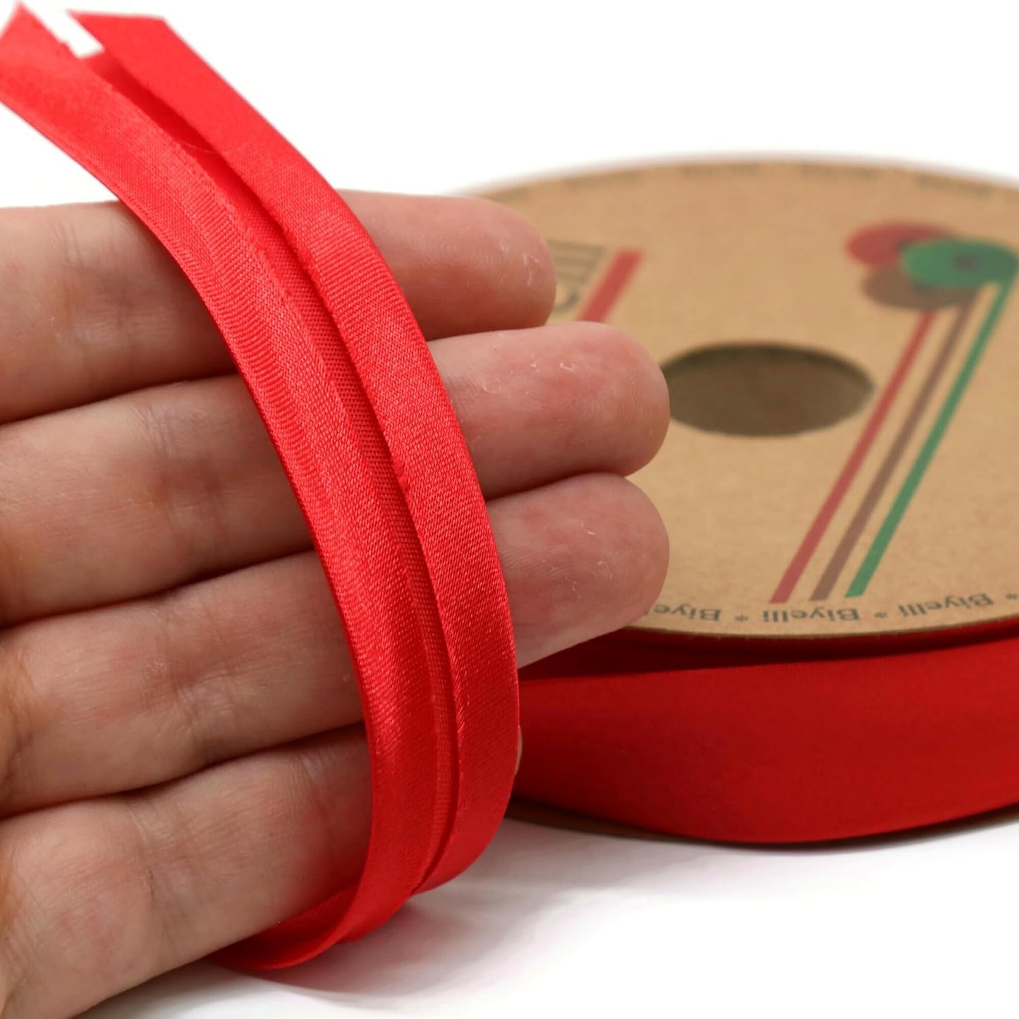 Fold Satin Bias Tape - 99+ Colors - 3/4 Inches Wide - 27 Yards - Fold Satin Binding Bias Ribbon Fabric Piping Bias Binding Tape for Sewing Clothing DIY (12. Red) BYS12