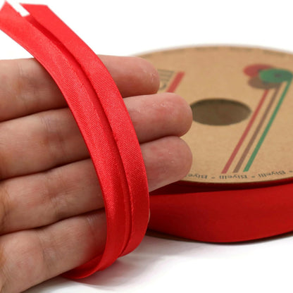 Fold Satin Bias Tape - 99+ Colors - 3/4 Inches Wide - 27 Yards - Fold Satin Binding Bias Ribbon Fabric Piping Bias Binding Tape for Sewing Clothing DIY (12. Red) BYS12