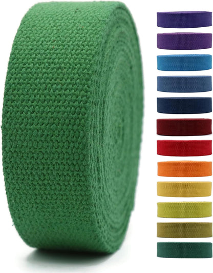 Cotton Webbing 2" &amp; 1.5'' &amp; 1" - 5 Yards - 50+ Colors -100% Natural Cotton - Turkish Woven - Heavy 1 Inch 1.5 Inch 2 Inch Green Canvas Webbing for Sewing Straps Bags Climbing Indoors Craft DIY 11335…