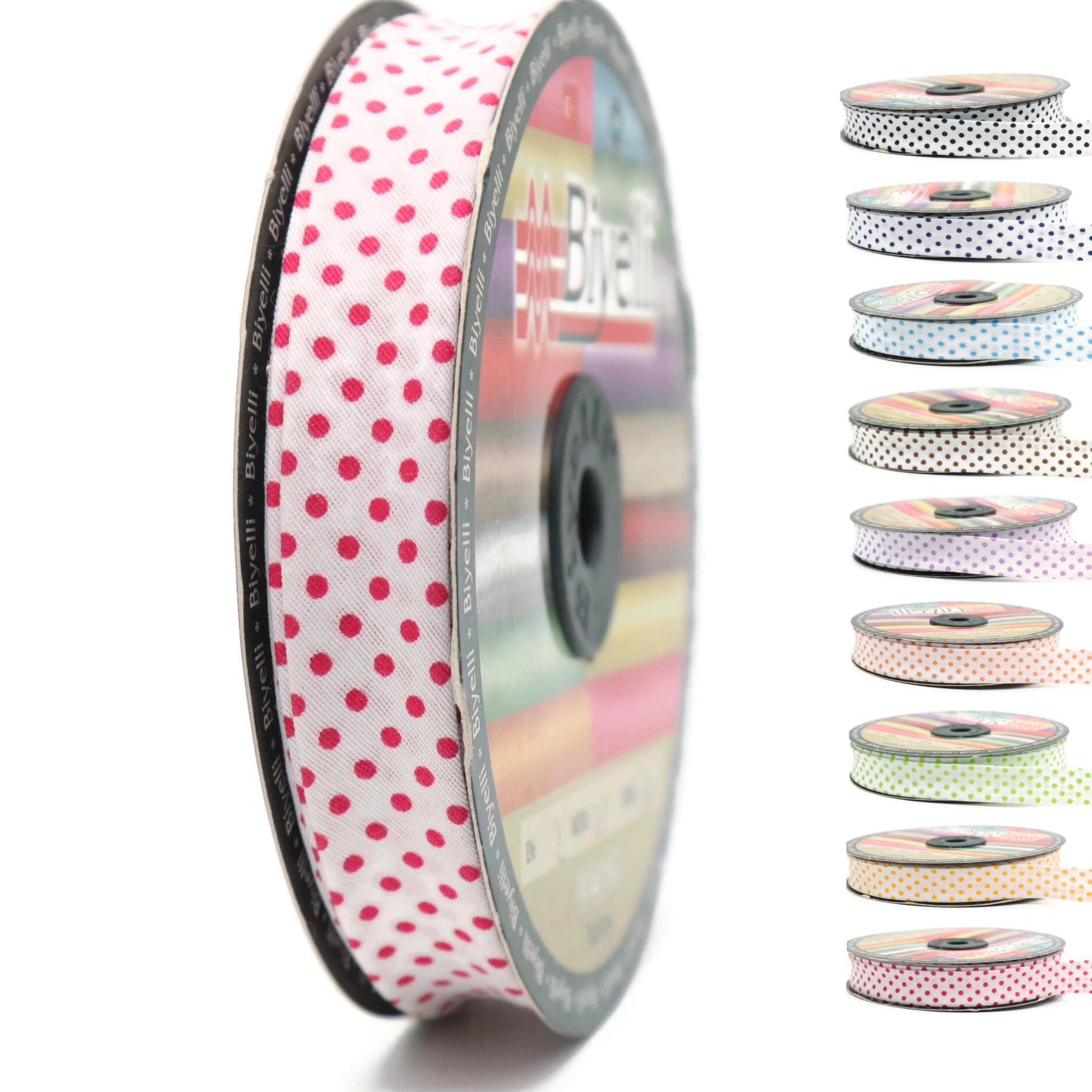 Cotton Fold Bias Binding Tape - 3/4 Inches (20mm) Wide - 27 Yards - Polka Dots Single Fold Cotton Fold Bias Binding Tape for Sewing Clothing DIY Pink B2
