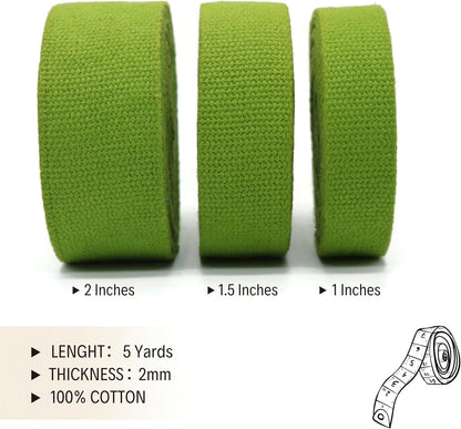 Cotton Webbing 2" & 1.5'' & 1" - 5 Yards - 50+ Colors -%100 Natural Cotton - Turkish Woven - Heavy Duty 1 Inch 1.5 Inch 2 Inch Canvas Webbing for Sewing Straps Bags Climbing Indoors Craft DIY 11315…