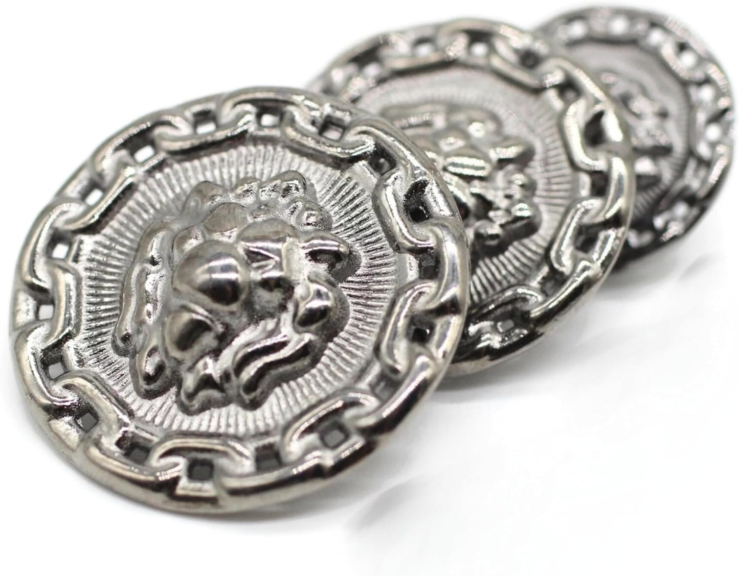 Black Metal Shank Buttons - 12 Pcs - 3 Size Options - Lion Round Metal Shank Buttons for Men Women Blazer Coat Uniform Shirt Suit and Jacket Sewing Craft DIY N2103