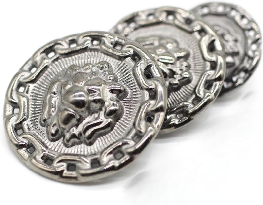 Black Metal Shank Buttons - 12 Pcs - 3 Size Options - Lion Round Metal Shank Buttons for Men Women Blazer Coat Uniform Shirt Suit and Jacket Sewing Craft DIY N2103