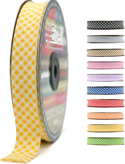 Cotton Fold Bias Binding Tape - 3/4 Inches (20mm) Wide - 27 Yards - Plaid Single Fold Cotton Fold Bias Binding Tape for Sewing Clothing DIY Yellow E4