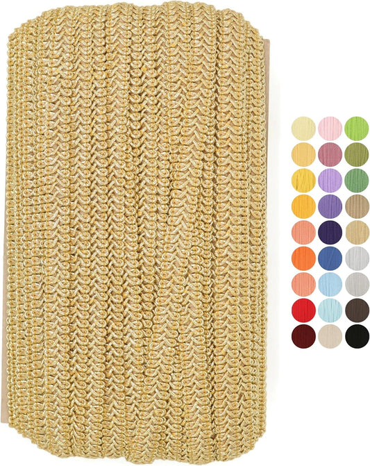 Shiny Gold Braided Gimp Braid Trim - 50 Yards - 31+ Colors - Upholstery lace Braided Gimp Cord Trim Scroll Braid Trim Turkish Trim for Costumes Home Decor Upholstery Craft Sewing DIY GT2793…