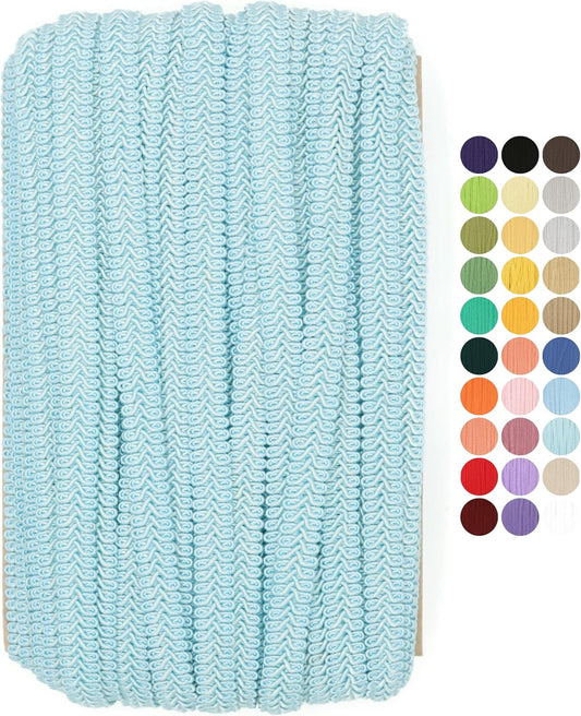 Sky Blue Braided Gimp Braid Trim - 50 Yards - 31+ Colors - Upholstery lace Braided Gimp Cord Trim Scroll Braid Trim Turkish Trim for Costumes Home Decor Upholstery Craft Sewing DIY GT2789…