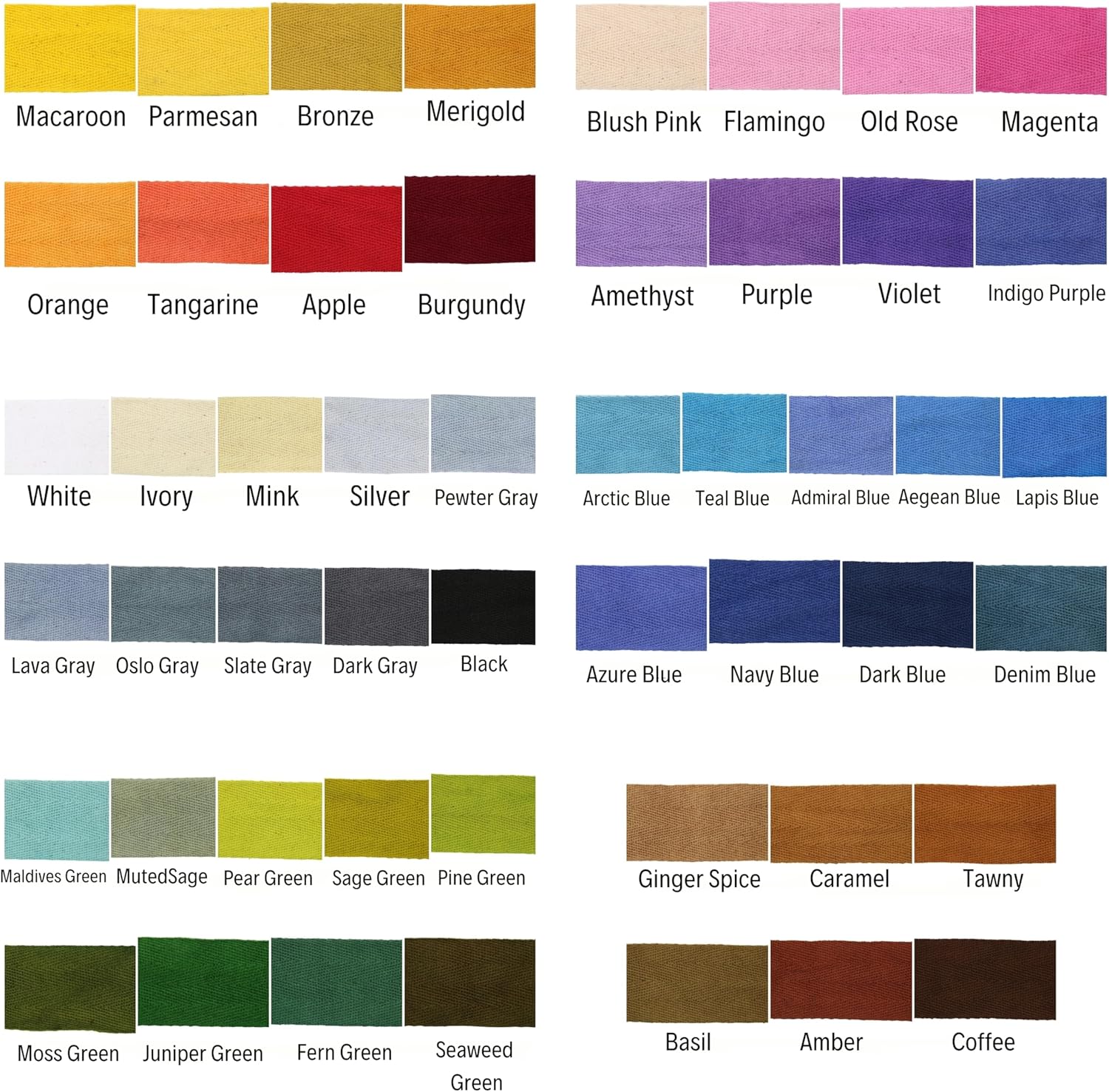 2" & 1.5" & 1.18' & 1" Cotton Herringbone Bias Binding Tape - 10 Yards - 50+ Colors - 100% Natural Cotton - Sewing, Wrapping, Craft, DIY - 10145 (MeriGold)