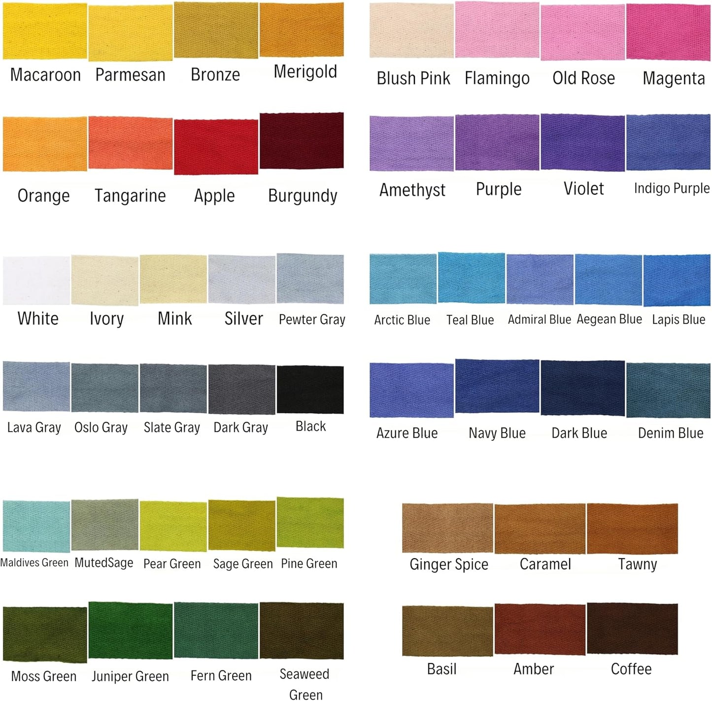 100% Natural Cotton Herringbone Bias Binding Tape - 10 Yards - 50+ Colors - 1", "1.5", "2 Inch - Dark Blue