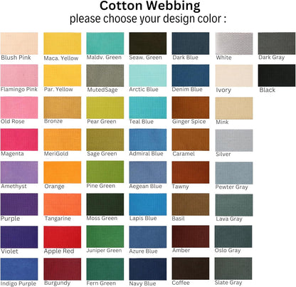 Cotton Webbing 2" & 1.5'' & 1" - 5 Yards - 50+ Colors -%100 Natural Cotton - Turkish Woven - Heavy Duty1 Inch 1.5 Inch 2 Inch Canvas Webbing for Sewing Straps Bags Climbing Indoors Craft DIY 11485…