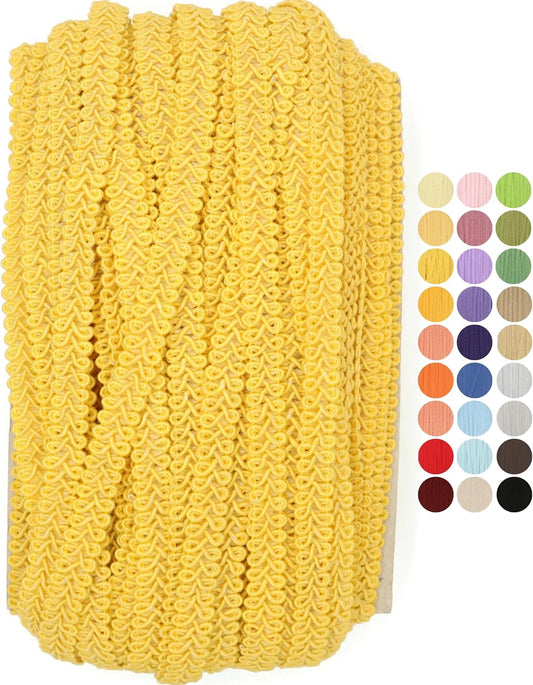 Lemon Yellow Braided Gimp Braid Trim - 50 Yards - 31+ Colors - Upholstery lace Braided Gimp Cord Trim Scroll Braid Trim Turkish Trim for Costumes Home Decor Upholstery Craft Sewing DIY GT2800…