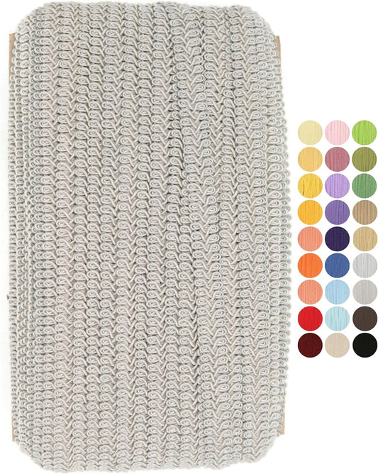 Silver Braided Gimp Braid Trim - 50 Yards - 31+ Colors - Upholstery lace Braided Gimp Cord Trim Scroll Braid Trim Turkish Trim for Costumes Home Decor Upholstery Craft Sewing DIY GT2794…
