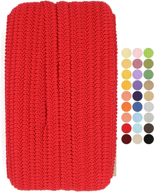 Red Braided Gimp Braid Trim - 50 Yards - 31+ Colors - Upholstery lace Braided Gimp Cord Trim Scroll Braid Trim Turkish Trim for Costumes Home Decor Upholstery Craft Sewing DIY GT28055…